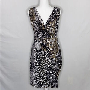 Alfani Sleeveless Animal Print Faux Wrap D…